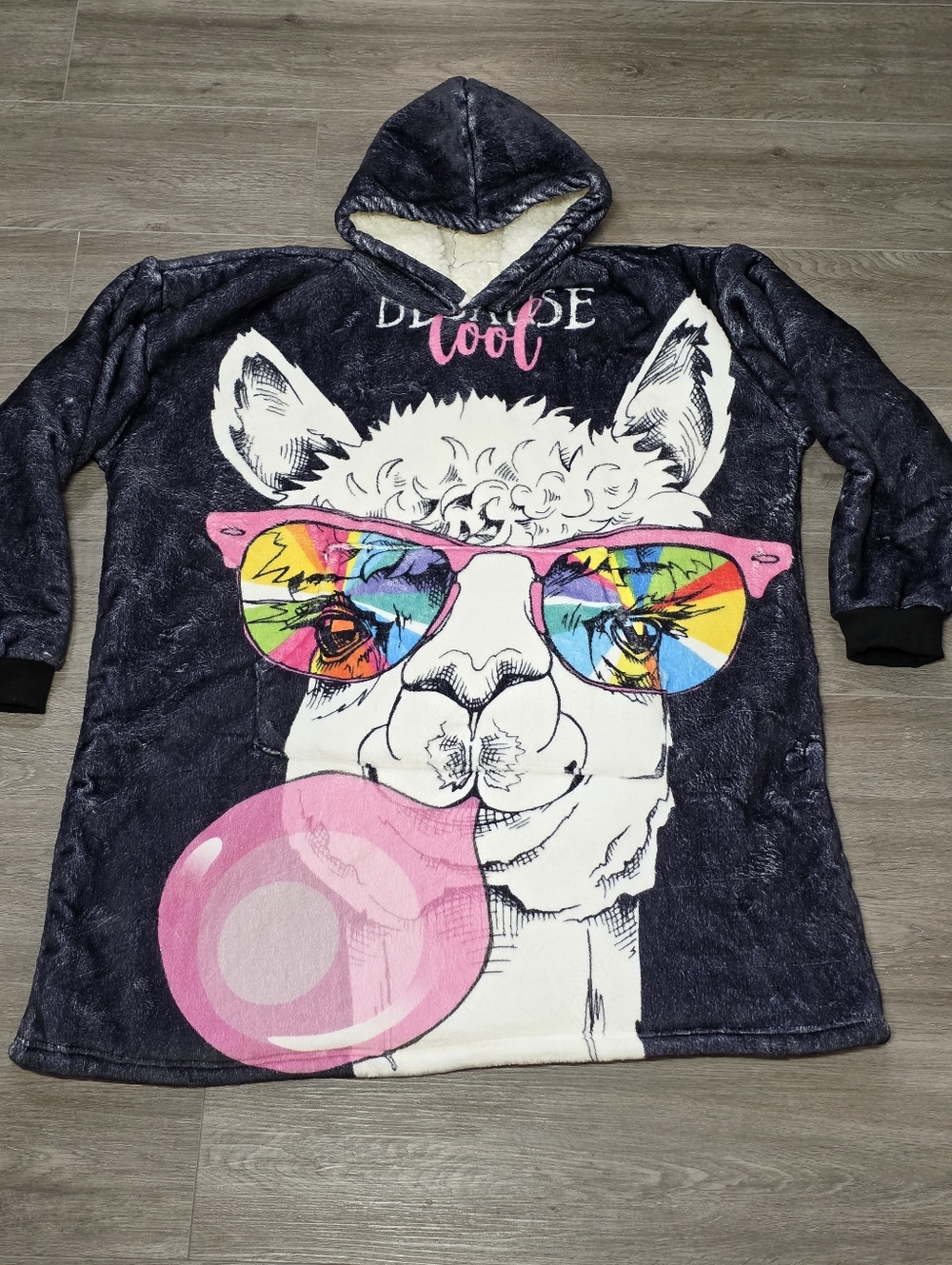 Llama Blanket Hoodie Adult Size Super Soft Sherpa Warm Microfiber Fleece